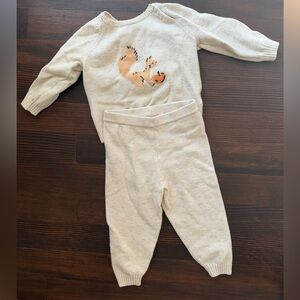 Sofia Grainge Amazon Cozy Knit Baby Sweater & Pants Set with Fox Motif - Cream